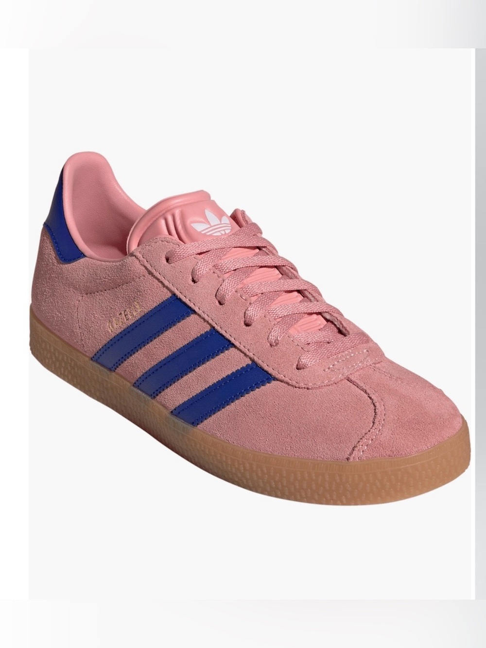 Adidas Kids Gazelle Low Top Sneakers Pink Blue Suede Gum Sole NWT Size 6
